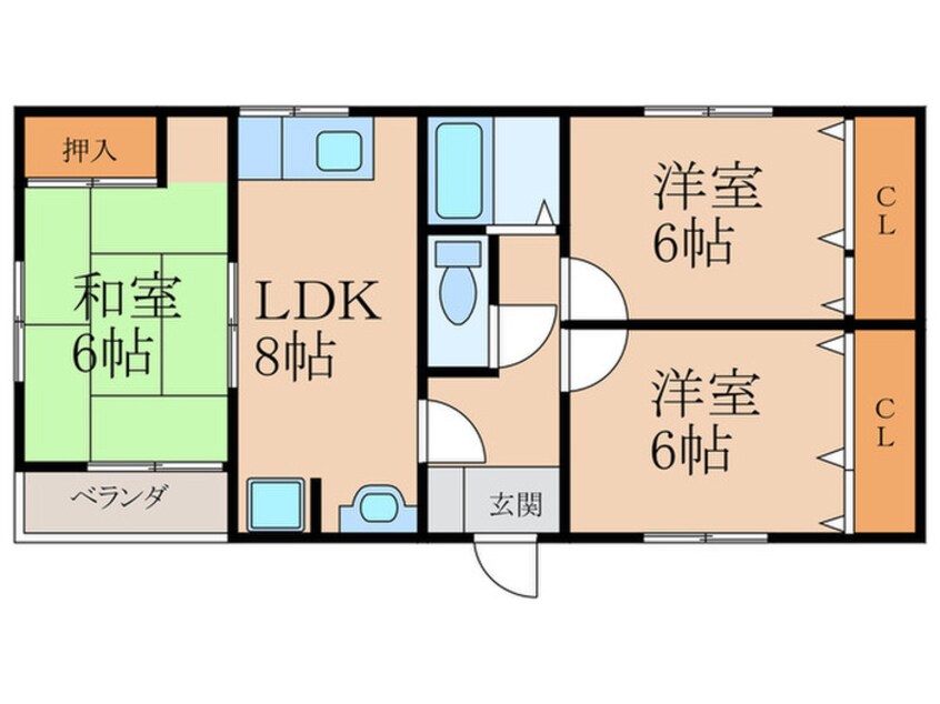 間取図 コ－ポ丸橋　B棟