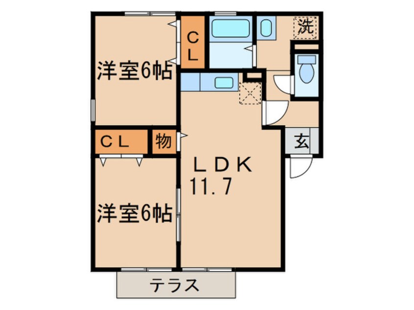 間取図 クレ－ル塚の原Ａ