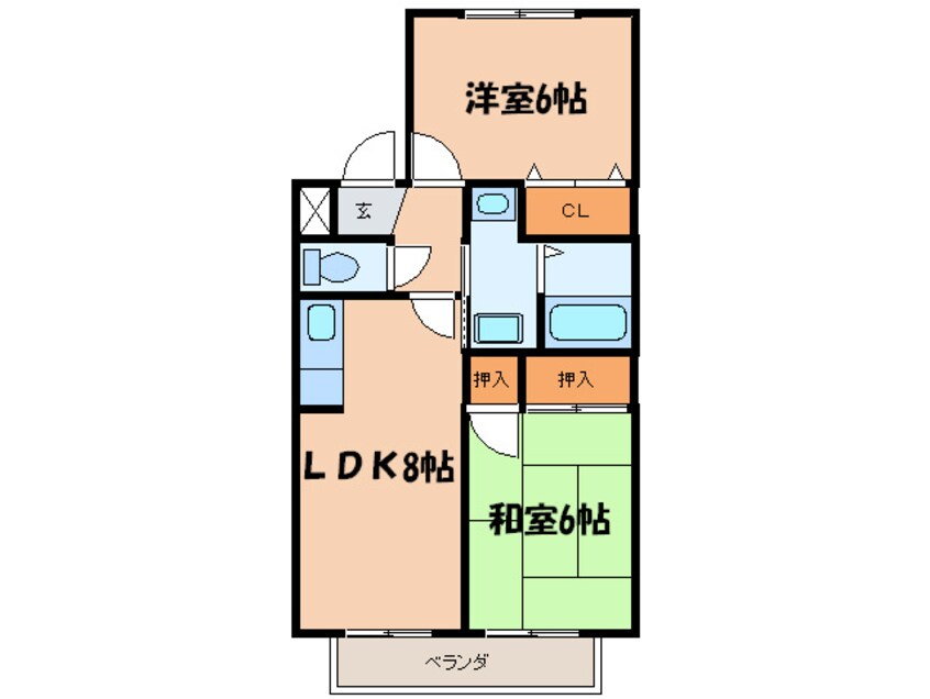 間取図 クレ－ル津福ⅡＤ棟