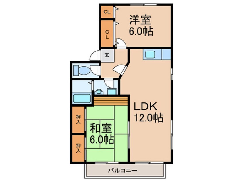 間取図 グリ－ンタウン津留崎Ｇ棟