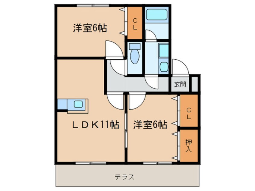 間取図 ラヴィ－ンコ－トＢ棟