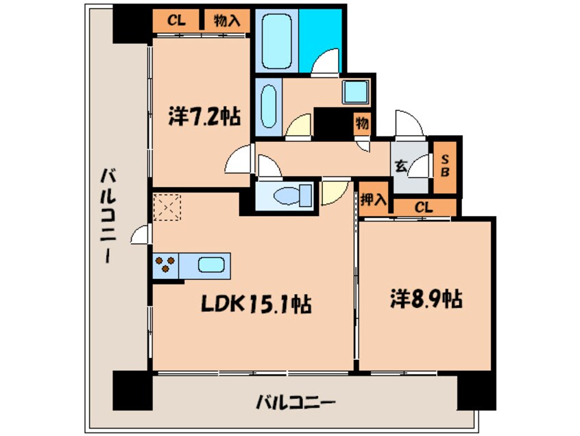 間取図 テングッド渡辺通