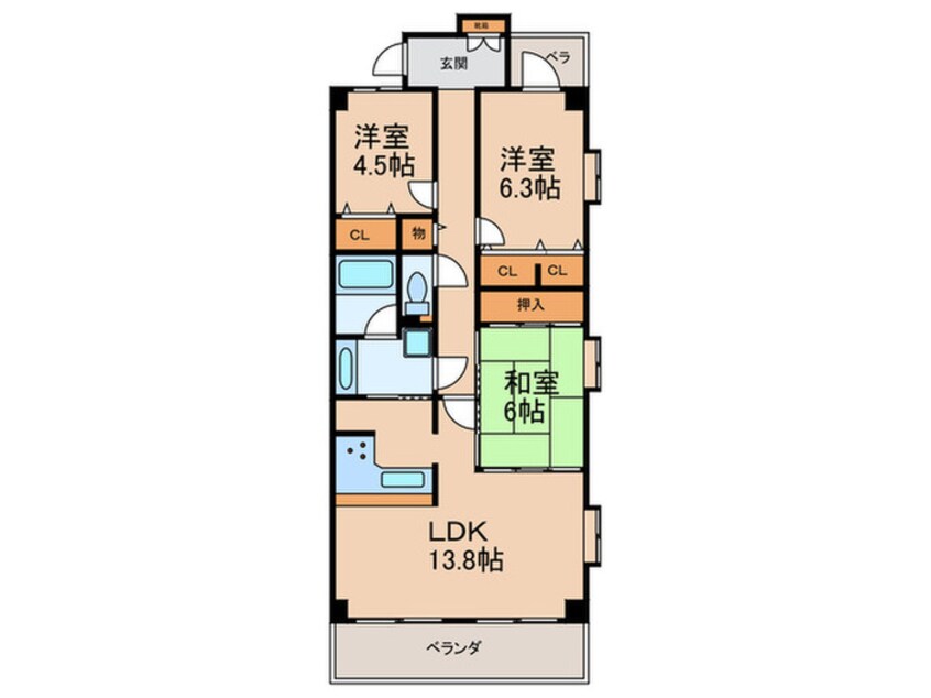 間取図 ファミール久留米城南（６０５）