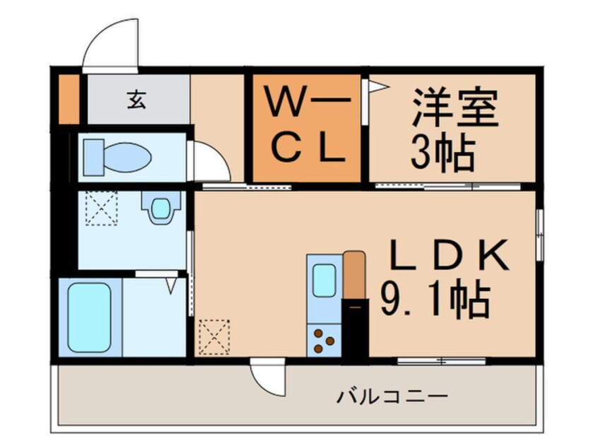 間取図 Ｄ-ｒｏｏｍ　Ｆ.京町