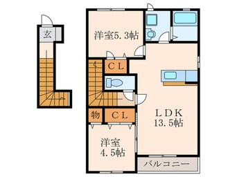 間取図 ベルリードひびきのＡ