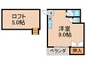 ラシュシュ 1Rの間取り