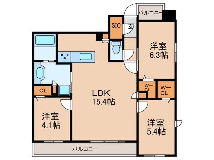 間取図 エンクレスト博多EXCEED（1303）