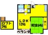 ｼﾃｨｰﾍﾞｰﾙ桧原A 1LDKの間取り
