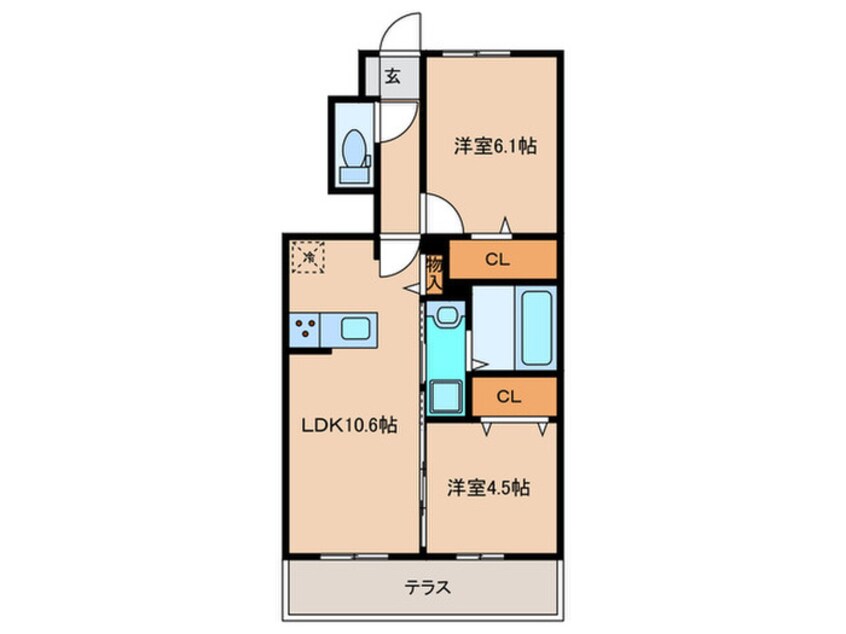 間取図 D-roomあけぼの