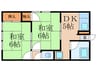 瓦田アパート 2DKの間取り