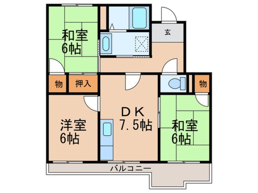 間取図 タウニ国分　Ｂ棟