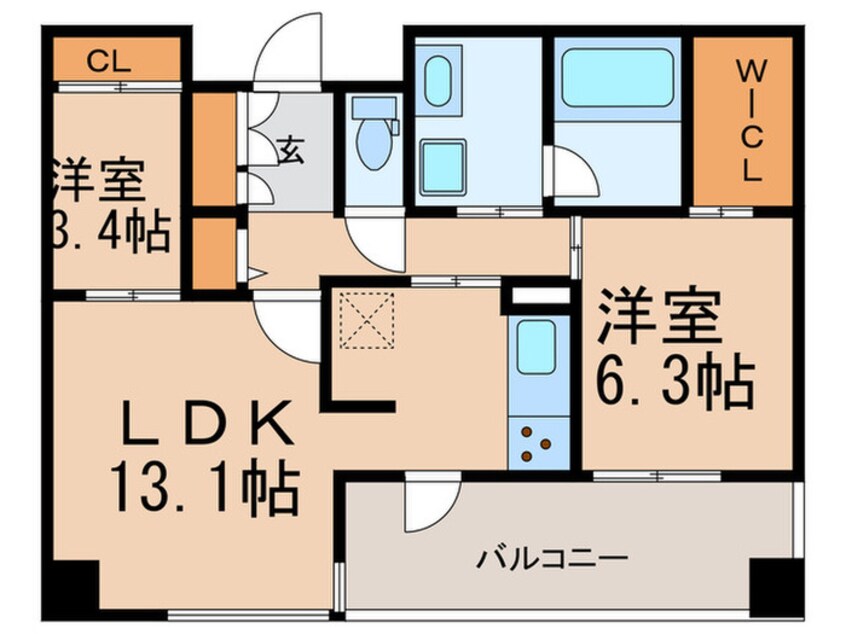 間取図 ｴﾝｸﾚｽﾄ博多PREMIER(1107)