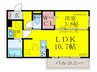 フェリス大橋南 1LDKの間取り