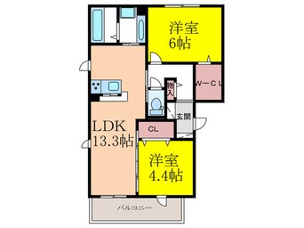 間取図 D-room若久