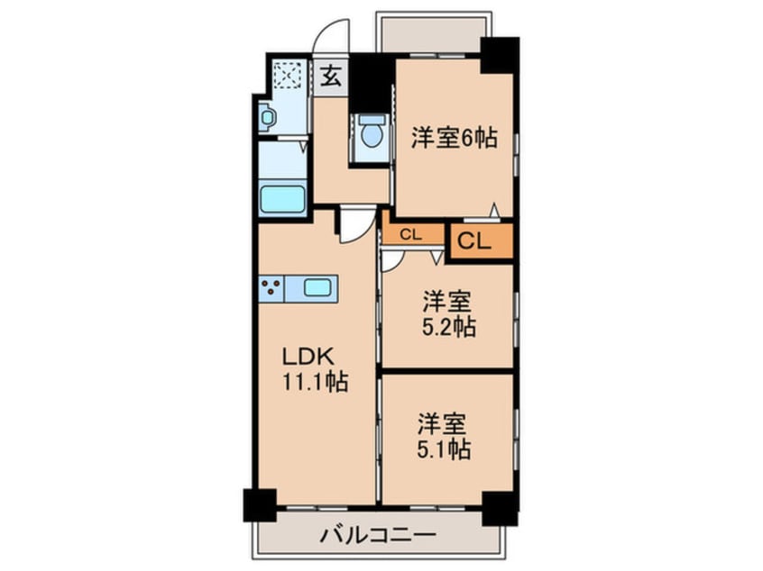 間取図 仮）ｺﾝﾀﾞｸﾄﾚｼﾞﾃﾞﾝｽHIGUCHIMACHI