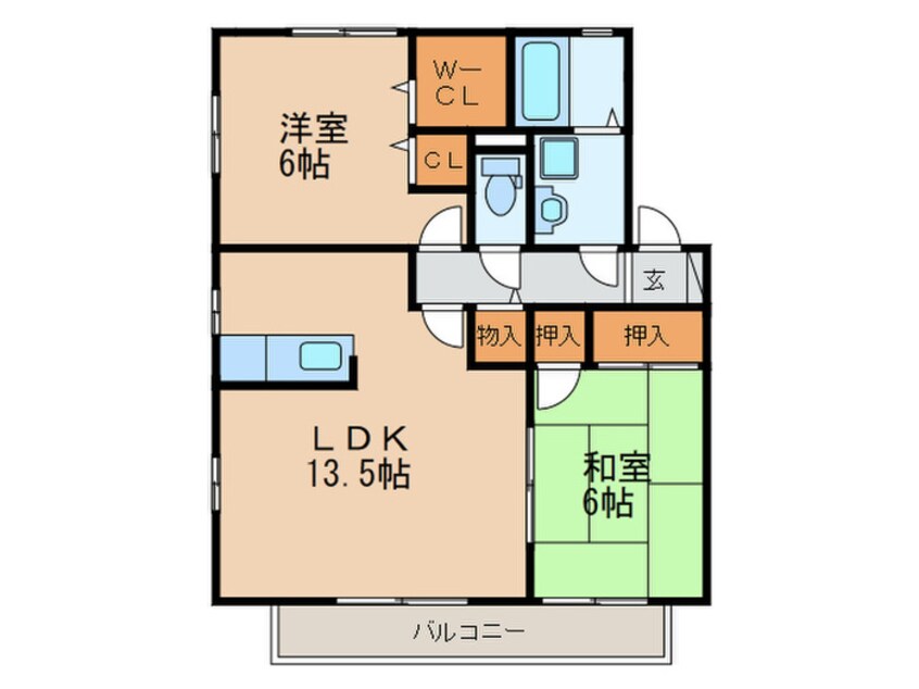 間取図 ﾘﾋﾞﾝｸﾞﾀｳﾝ小森野弐番館Ａ棟