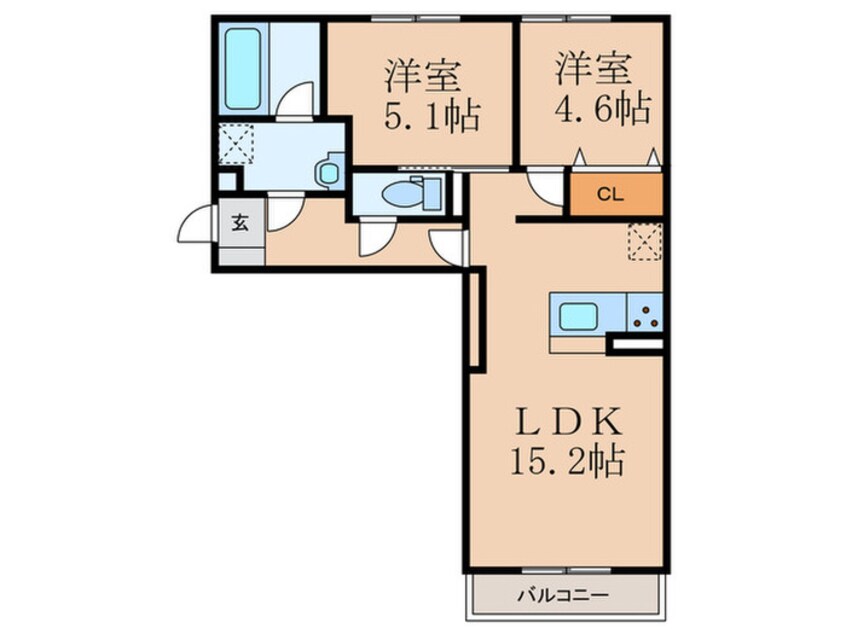 間取図 仮）D-ROOM中原東