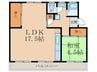 川本ビル 1LDKの間取り