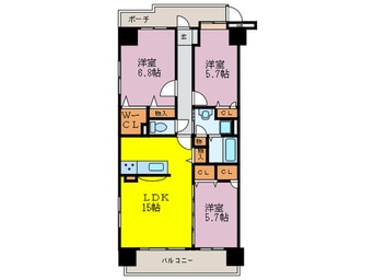 間取図 ｳｪｽﾀ久留米けやき通り　壱番館