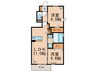 La・famille B棟 2LDKの間取り