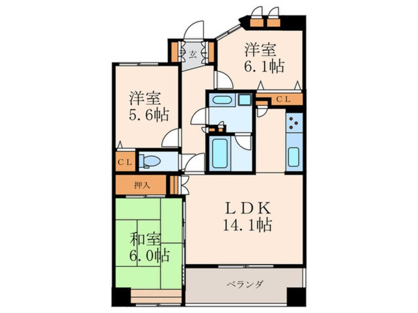 間取図 ｲﾏｰｼﾞｭｱｰｸﾋﾙｽﾞ足原（302）