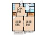 ア－バンリ－ム 2DKの間取り