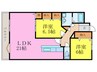 レイ・ブリック若園 2LDKの間取り