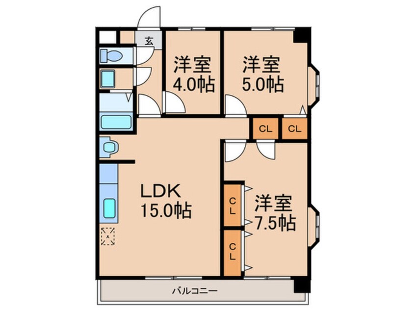間取図 クレ－ル長者原駅前