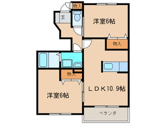 間取図 ヴァンティアン中の原　Ｄ