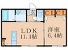ブル－ハイム彩ⅡＣ棟 1LDKの間取り