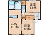 ソレアード２１Ｄ 2LDKの間取り