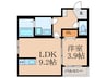 グランレーヴ井尻A棟 1LDKの間取り