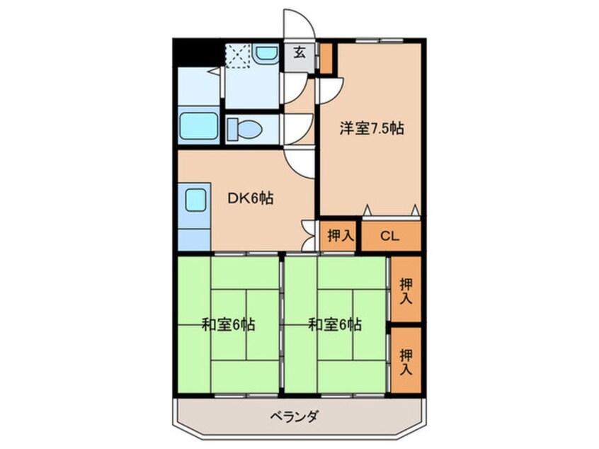 間取図 タウンヒル田畑Ⅱ　Ｂ棟