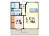 リアンシエルブルー東比恵 1LDKの間取り