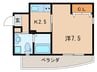 古船場ﾀｶﾔｺｰﾎﾟﾚｰｼｮﾝﾋﾞﾙ 1Kの間取り