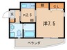 古船場ﾀｶﾔｺｰﾎﾟﾚｰｼｮﾝﾋﾞﾙ 1Kの間取り