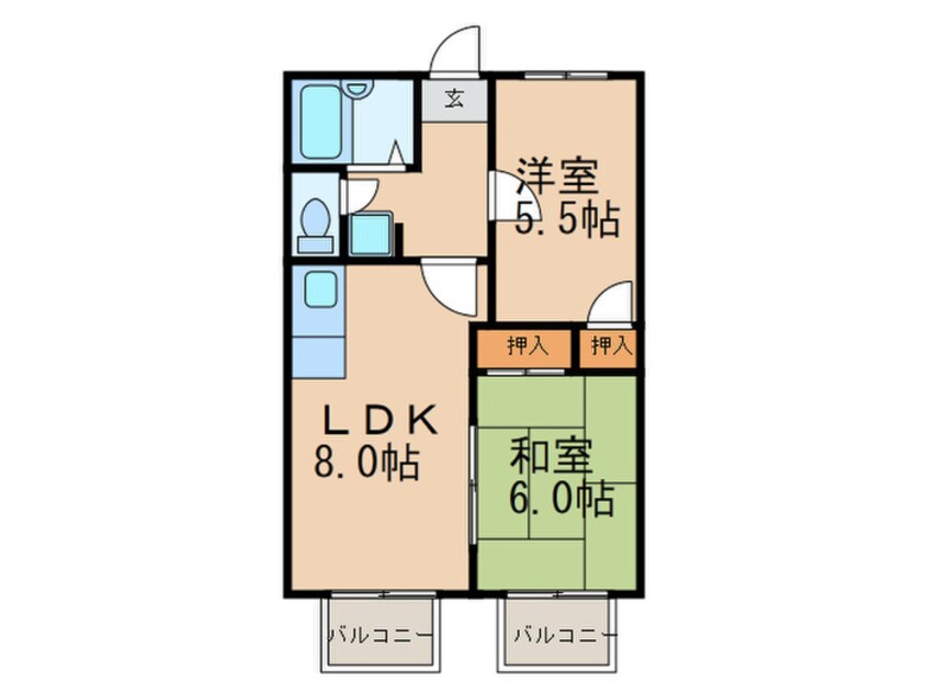 間取図 プリエール八田B棟