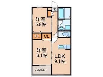 間取図 ｆｌｅｕｒ　ｒｉｚｉｅｒｅ野中