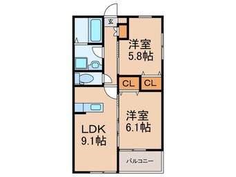 間取図 ｆｌｅｕｒ　ｒｉｚｉｅｒｅ野中