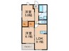 Ｌｅａｆ津福駅南 2LDKの間取り