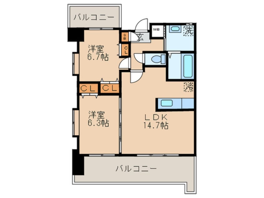 間取図 ｻﾝｼｬｲﾝ.ｻﾌｧｲｱ･ﾌﾟﾘﾝｾｽ戸畑