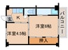 ビレッジハウス萩原4号棟 2Kの間取り