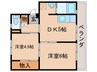 ビレッジハウス直方4号棟 2DKの間取り