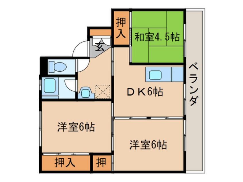 間取図 ビレッジハウス直方東2号棟