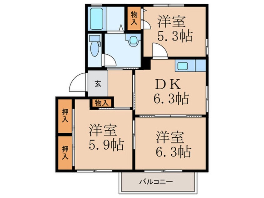 間取図 ラ・フォーレ今吉Ｂ棟