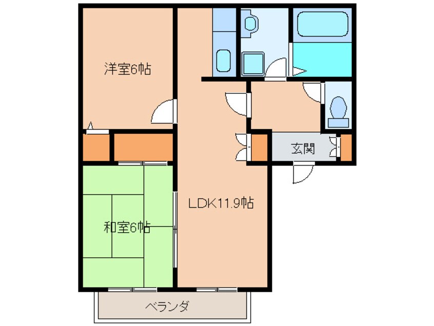 間取図 ランデルハイム仲原ⅡＡ棟