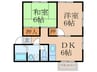 花瀬コーポⅡ 2DKの間取り