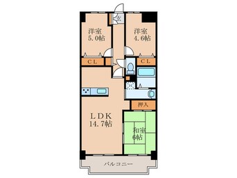 間取図 ｴﾝｾﾞﾙﾊｲﾑ大濠公園南（1403）