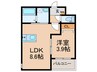 メゾンクレール二日市参番館 1LDKの間取り
