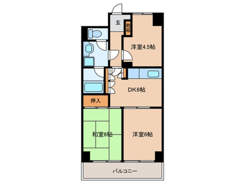 間取図 ﾗｲｵﾝｽﾞﾏﾝｼｮﾝ南福岡(310)